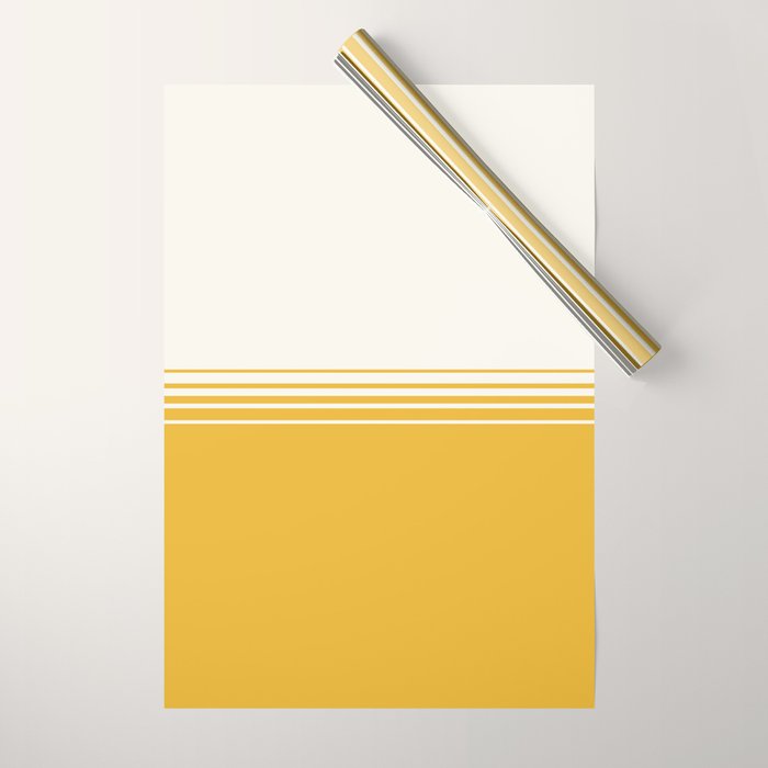 Retro Golden Yellow Minimalist Stripes Wrapping Paper Gallery Image 1