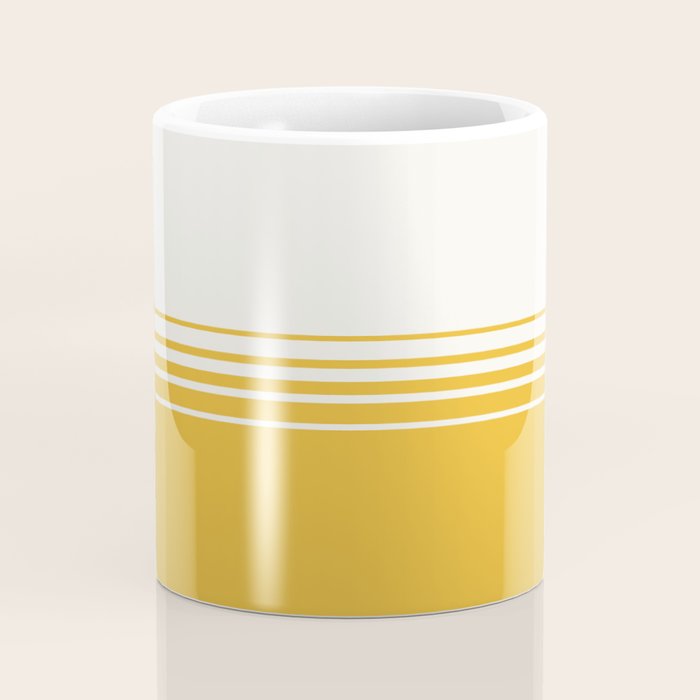 Retro Golden Yellow Minimalist Stripes Coffee Mug Gallery Image 4