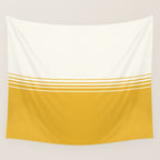 Retro Golden Yellow Minimalist Stripes Wall Tapestry Gallery Image 4