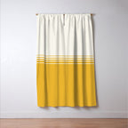 Retro Golden Yellow Minimalist Stripes Window Curtain Gallery Image 3
