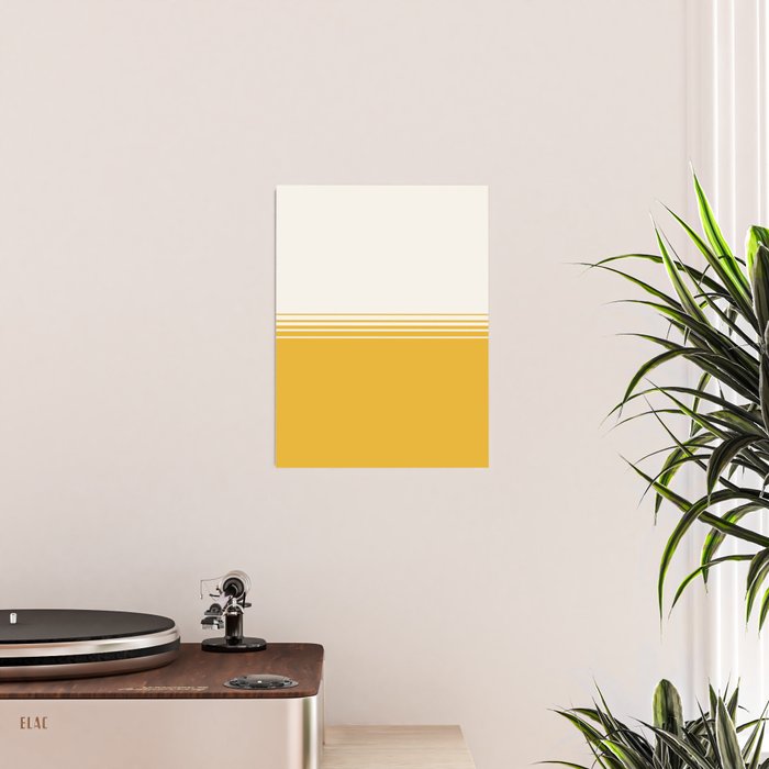 Retro Golden Yellow Minimalist Stripes Poster Gallery Image 2