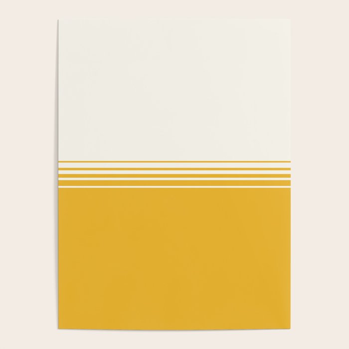 Retro Golden Yellow Minimalist Stripes Poster Gallery Image 4
