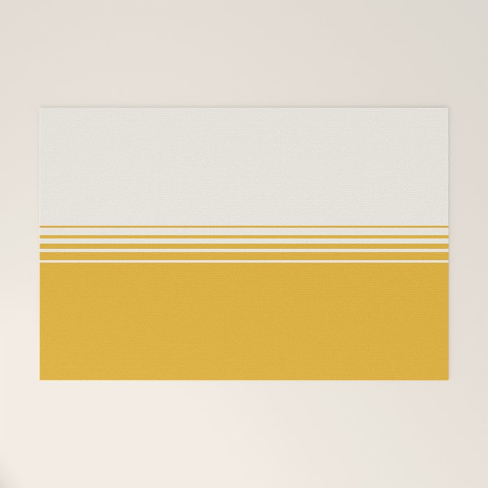 Retro Golden Yellow Minimalist Stripes Welcome Mat Gallery Image 1