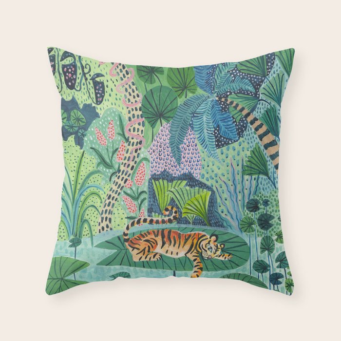 Jungle Tiger Throw Pillow Gallery Image 1