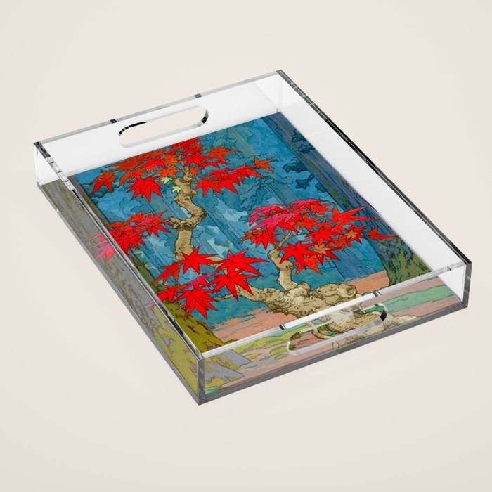 Nishigi's Goddess - Nature Ukiyo Landscape in Red, Green & Blue Acrylic Tray Gallery Image 1
