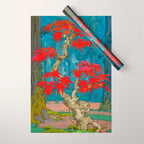Nishigi's Goddess - Nature Ukiyo Landscape in Red, Green & Blue Wrapping Paper Gallery Image 1