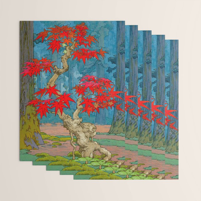 Nishigi's Goddess - Nature Ukiyo Landscape in Red, Green & Blue Wrapping Paper Gallery Image 3