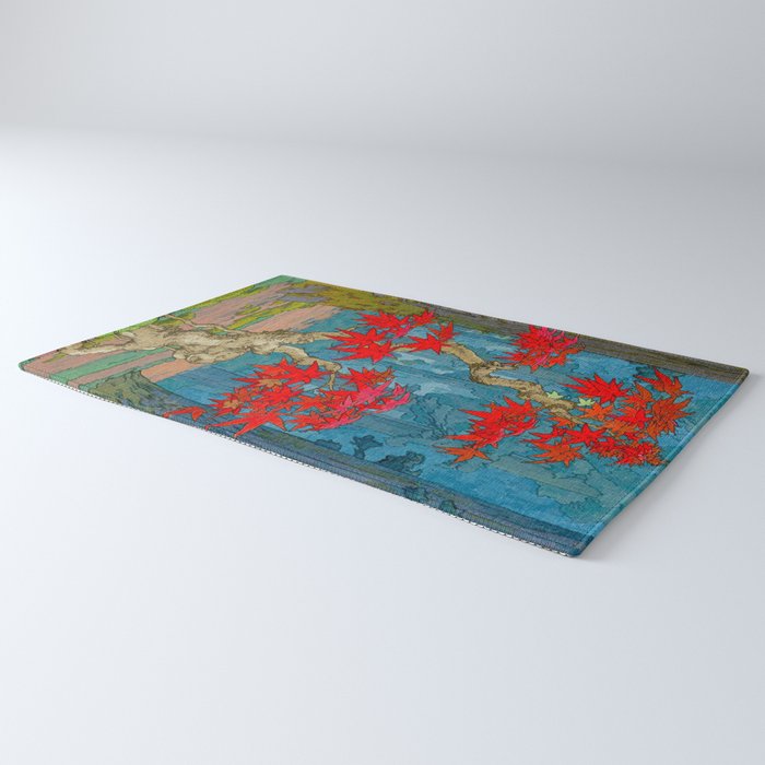 Nishigi's Goddess - Nature Ukiyo Landscape in Red, Green & Blue Rug Gallery Image 3