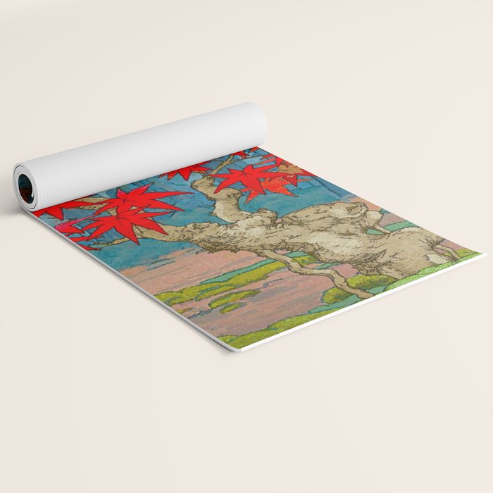 Nishigi's Goddess - Nature Ukiyo Landscape in Red, Green & Blue Yoga Mat Gallery Image 2