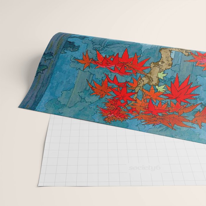 Nishigi's Goddess - Nature Ukiyo Landscape in Red, Green & Blue Wrapping Paper Gallery Image 2