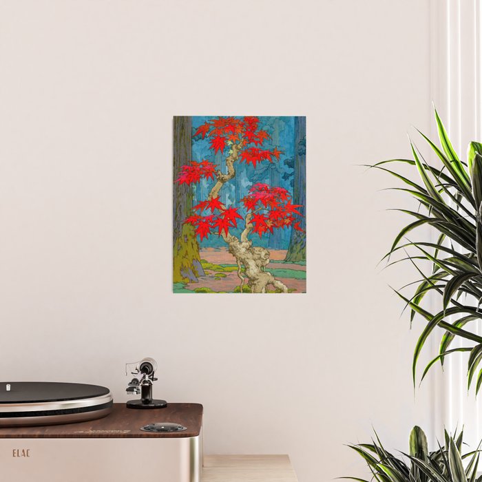 Nishigi's Goddess - Nature Ukiyo Landscape in Red, Green & Blue Poster Gallery Image 2