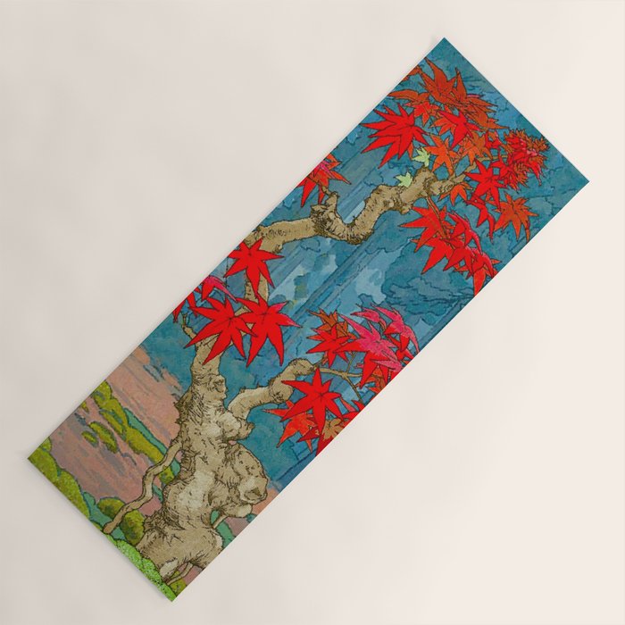 Nishigi's Goddess - Nature Ukiyo Landscape in Red, Green & Blue Yoga Mat Gallery Image 1