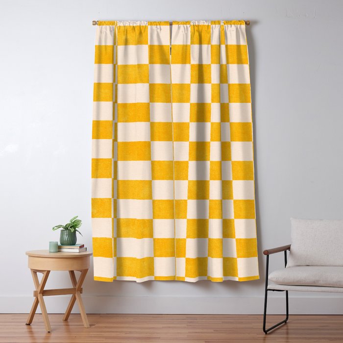 CHECKER - 001 - Goldenrod Window Curtain Gallery Image 5