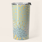 Elegant Blooms: Modern Floral Art in Soft Yellow and Teal Travel Mug Gallery Image 2