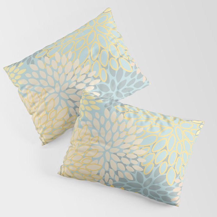 Elegant Blooms: Modern Floral Art in Soft Yellow and Teal Pillow Sham Gallery Image 3