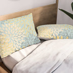 Elegant Blooms: Modern Floral Art in Soft Yellow and Teal Pillow Sham Gallery Image 2