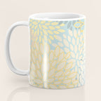 Elegant Blooms: Modern Floral Art in Soft Yellow and Teal Coffee Mug Gallery Image 3
