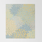 Elegant Blooms: Modern Floral Art in Soft Yellow and Teal Throw Blanket Gallery Image 2