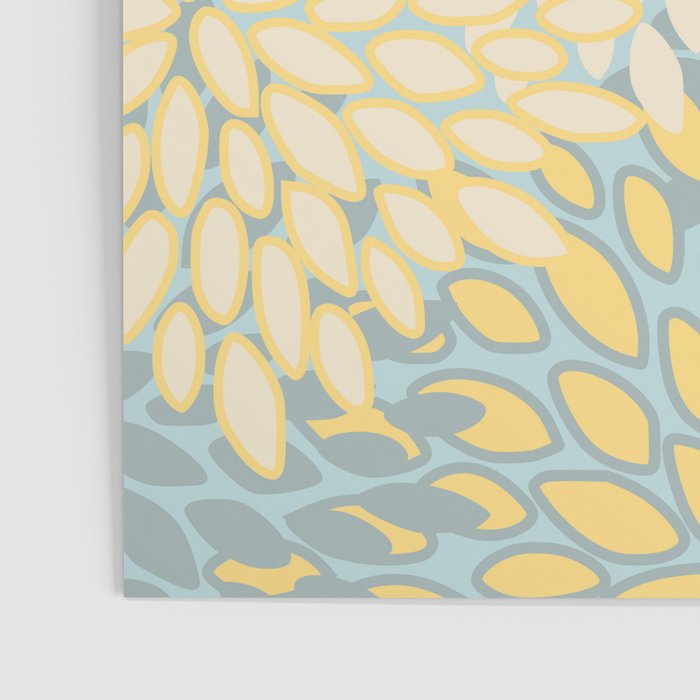 Elegant Blooms: Modern Floral Art in Soft Yellow and Teal Poster Gallery Image 3