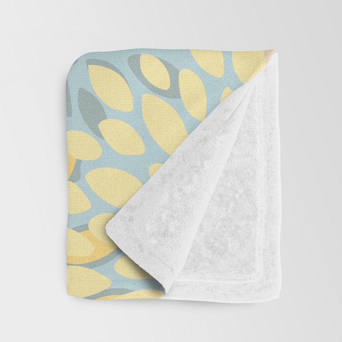 Elegant Blooms: Modern Floral Art in Soft Yellow and Teal Throw Blanket Gallery Image 3