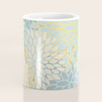 Elegant Blooms: Modern Floral Art in Soft Yellow and Teal Coffee Mug Gallery Image 4