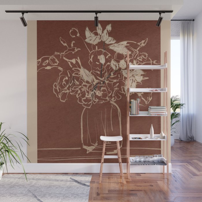 Minimalist Flowers In A Vase 2 Wall Mural Gallery Image 1