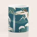 Japanese Crane Oriental Ocean Wave Pattern Coffee Mug Gallery Image 4