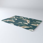 Japanese Crane Oriental Ocean Wave Pattern Rug Gallery Image 3
