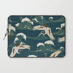 Japanese Crane Oriental Ocean Wave Pattern Laptop Sleeve Gallery Image 1