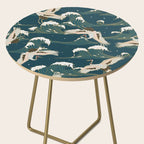 Japanese Crane Oriental Ocean Wave Pattern Side Table Gallery Image 2