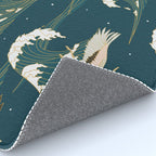 Japanese Crane Oriental Ocean Wave Pattern Rug Gallery Image 4