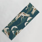Japanese Crane Oriental Ocean Wave Pattern Yoga Mat Gallery Image 1