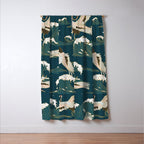 Japanese Crane Oriental Ocean Wave Pattern Window Curtain Gallery Image 3