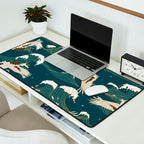 Japanese Crane Oriental Ocean Wave Pattern Desk Mat Gallery Image 2