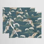 Japanese Crane Oriental Ocean Wave Pattern Placemat Gallery Image 1