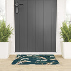 Japanese Crane Oriental Ocean Wave Pattern Welcome Mat Gallery Image 3