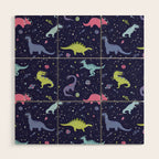 Dinosaurs in Space Wood Wall Art Gallery Image 1
