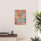 Exotic Wildlife Floral Garden on Orange Poster Gallery Image 2