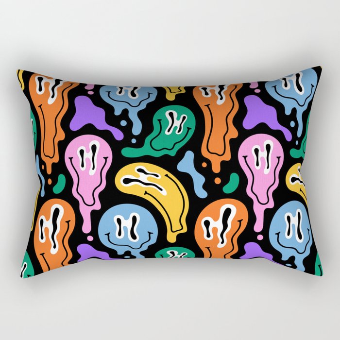 Colorful melted happy face pattern Rectangular Pillow Gallery Image 1