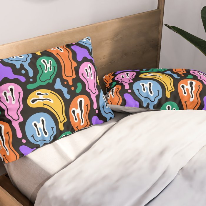 Colorful melted happy face pattern Pillow Sham Gallery Image 2