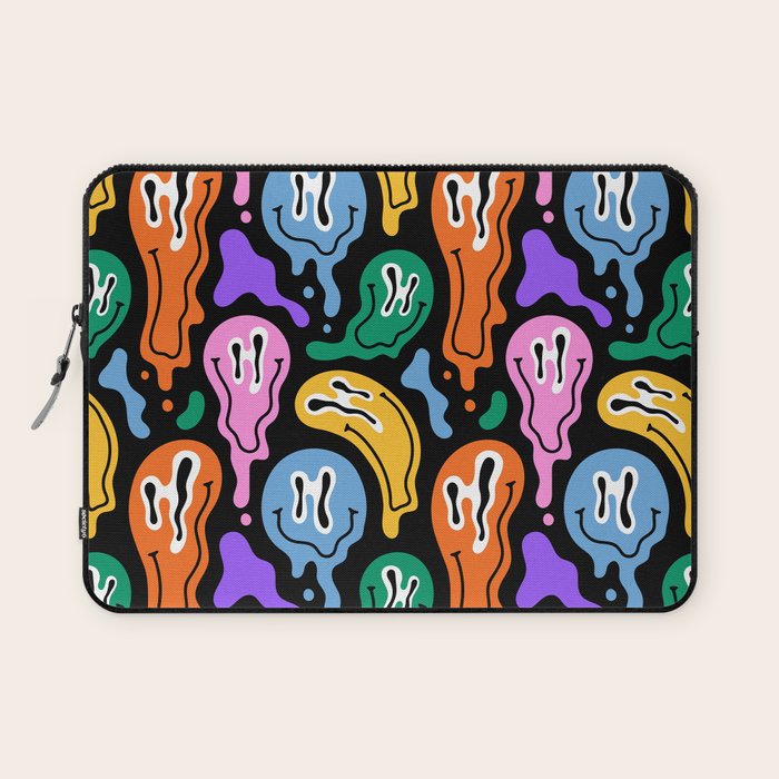 Colorful melted happy face pattern Laptop Sleeve Gallery Image 1