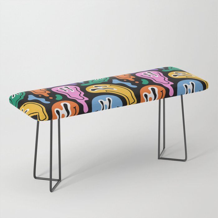 Colorful melted happy face pattern Bench Gallery Image 1
