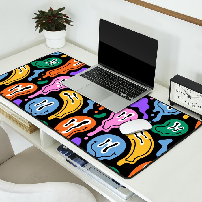 Colorful melted happy face pattern Desk Mat Gallery Image 2