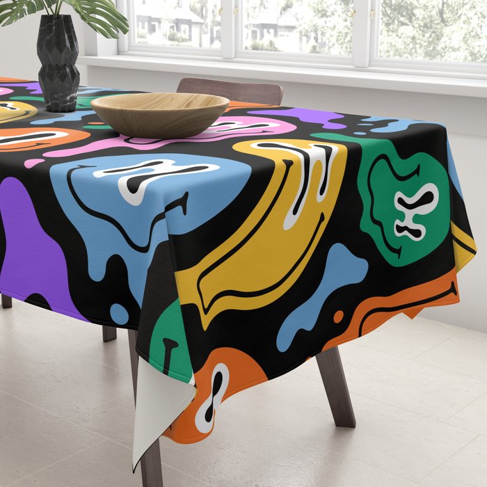 Colorful melted happy face pattern Tablecloth Gallery Image 3