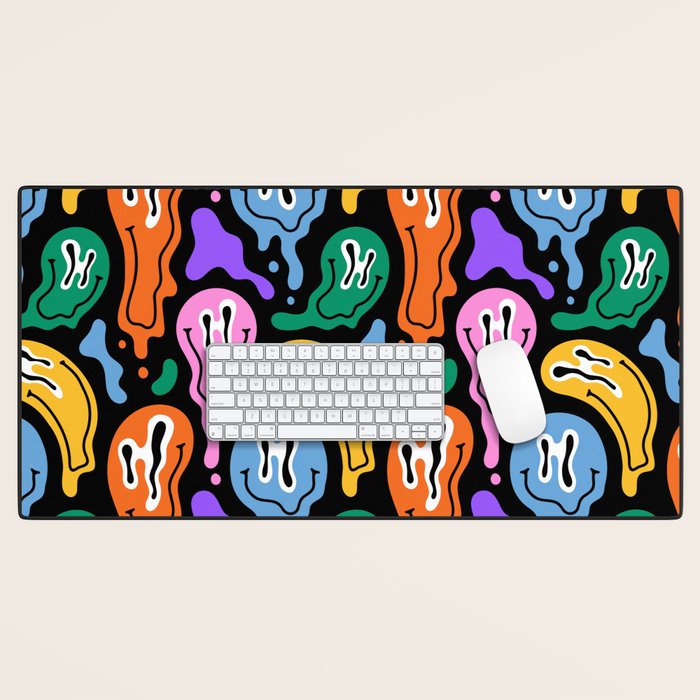 Colorful melted happy face pattern Desk Mat Gallery Image 1
