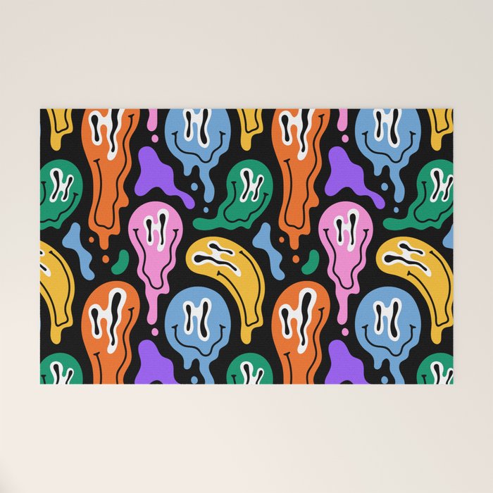 Colorful melted happy face pattern Welcome Mat Gallery Image 1