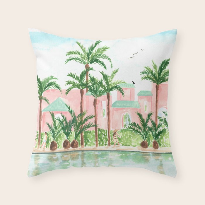 Pink Hotel Throw Pillow Gallery Image 6