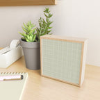 Fine Weave Retro Mid Century Modern Minimalist Woven Line Pattern in Sage and Beige Mini Art Print Gallery Image 2