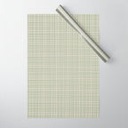 Fine Weave Retro Mid Century Modern Minimalist Woven Line Pattern in Sage and Beige Wrapping Paper Gallery Image 1