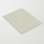 Fine Weave Retro Mid Century Modern Minimalist Woven Line Pattern in Sage and Beige Notebook Gallery Image 2